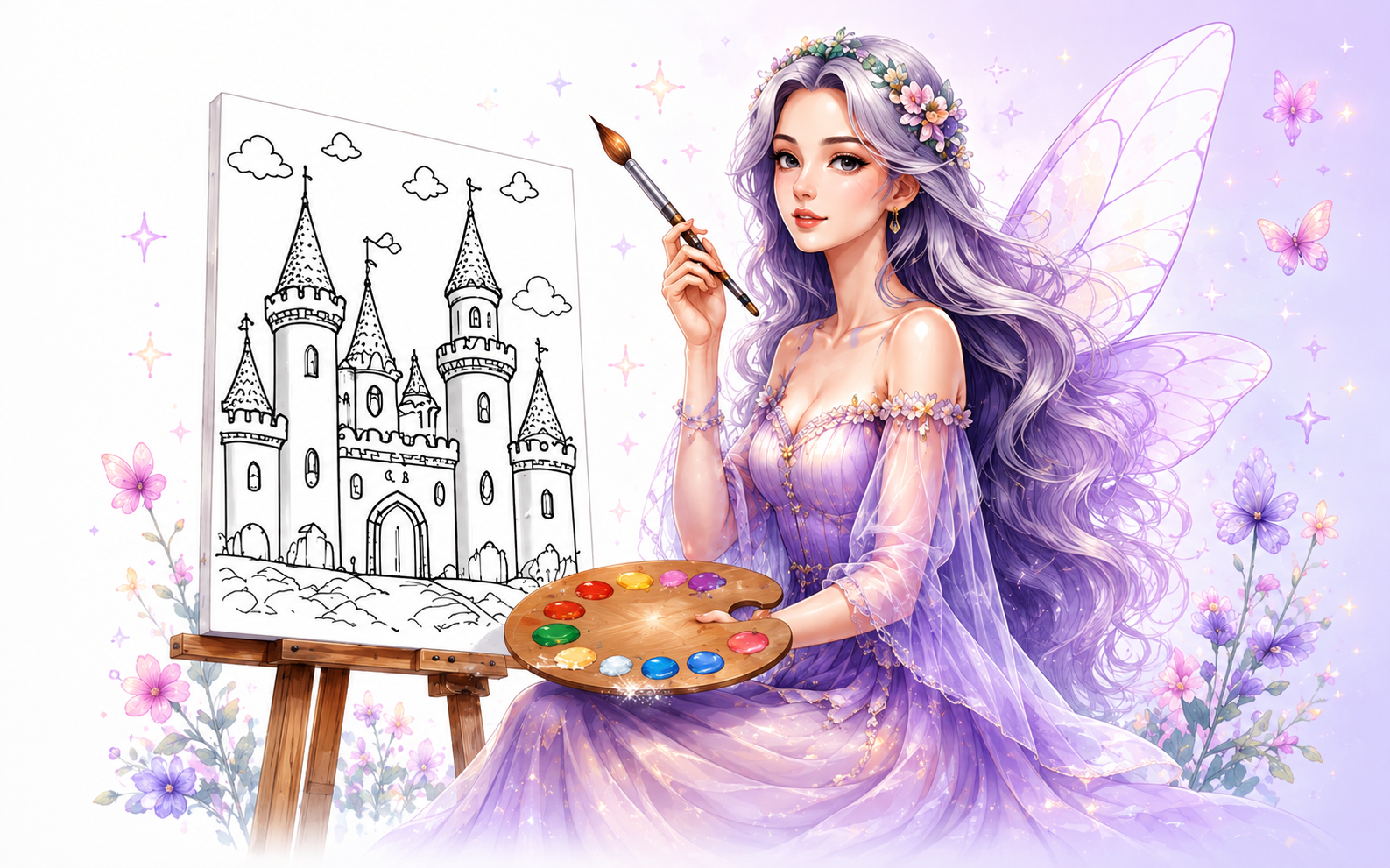 Fairy coloring illustration